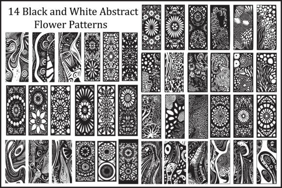 12 Black White Abstract Flower Pattern for Modern Graphics