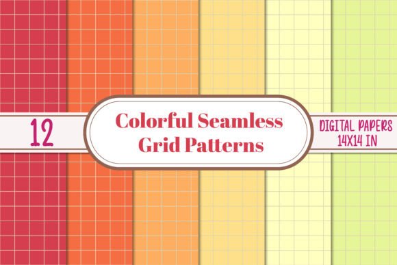 12 Colorful Seamless Grid Digital Papers for Modern Design