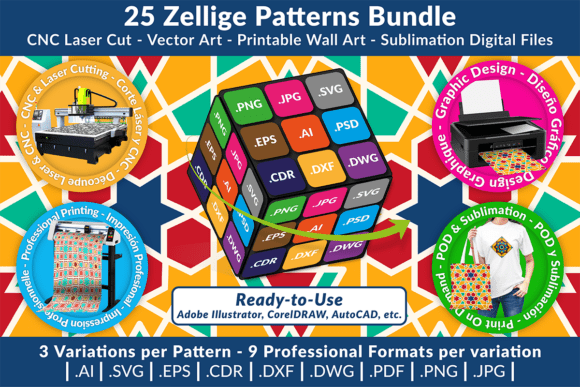 25 Zellige Patterns Bundle – Vector Graphics