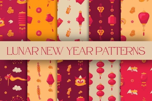 Auspicious Lunar New Year Patterns: Graphics & Seamless Patterns