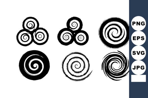 Black Spiral Design Elements Set