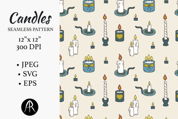 Cozy Hand-Drawn Candle Light Patterns for Crafting