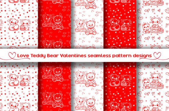 Cute Love Teddy Bear Valentine’s Pattern – A Sweet Graphic Design Asset
