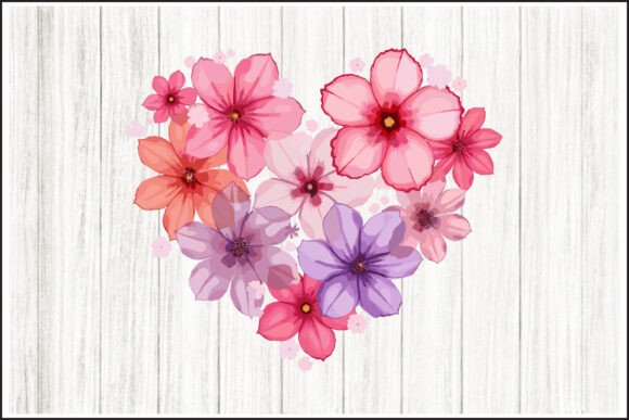 Floral Hearts Love in Bloom Graphics for Crafts
