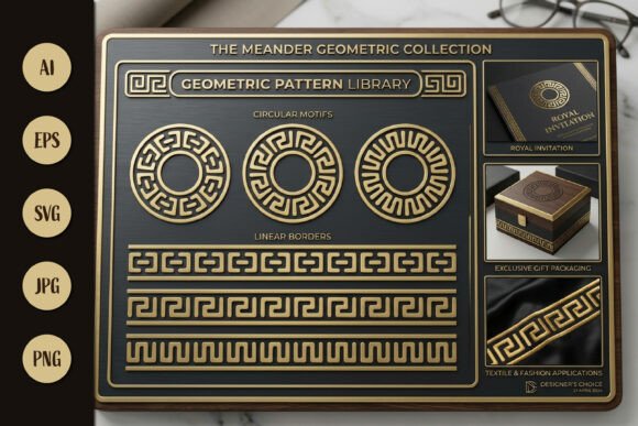 Golden Geometric Meander Patterns for Creative Design