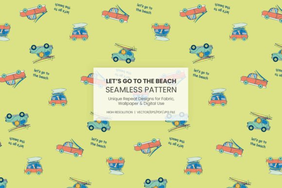 Let's Go to the Beach Seamless Pattern for Graphics and Patterns