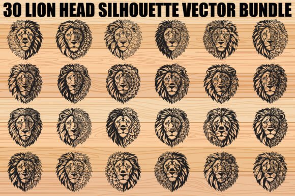 Lion Head Silhouette Bundle for Local Business Graphics