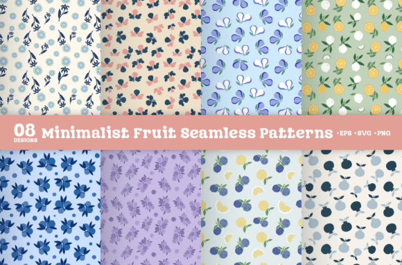 Minimalist Fruit Seamless Patterns SVG for Blog and Web Design