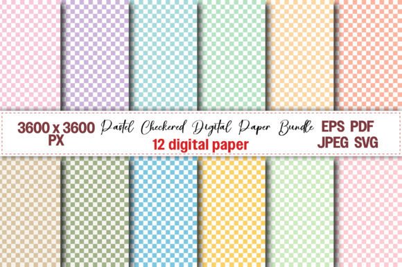 Pastel Checkered Digital Paper Bundle for Crafting and Design