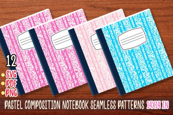 Pastel Composition Notebook Seamless Patterns for Branding