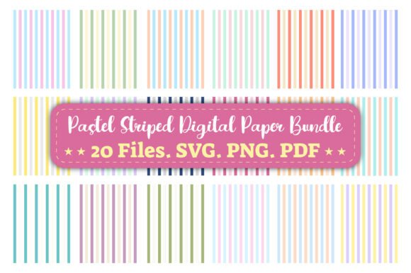 Pastel Striped Digital Paper Bundle for Graphics and Patterns