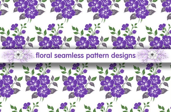 Purple Floral Repeat Seamless Patterns - Elegant Graphics for Crafting
