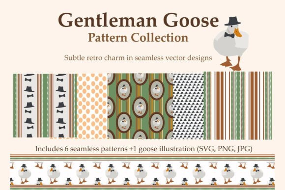 Retro Seamless Goose Pattern Collection for Creative Design