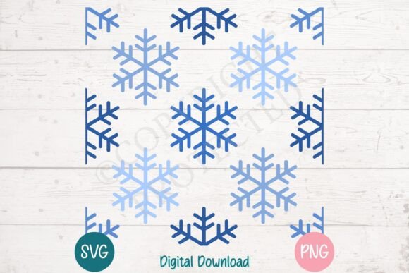 Seamless Blue Snowflake Pattern SVG PNG Graphics Freebies