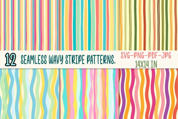 Seamless Wavy Stripe Patterns SVG Graphics