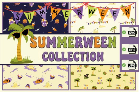 Summerween Patterns SVG EPS JPG Set: Graphics & Patterns